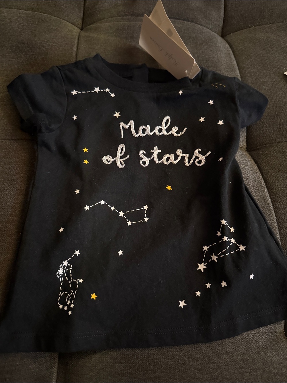 Ralph Lauren Black 'Made of Stars' Tee with White & Gold Accents